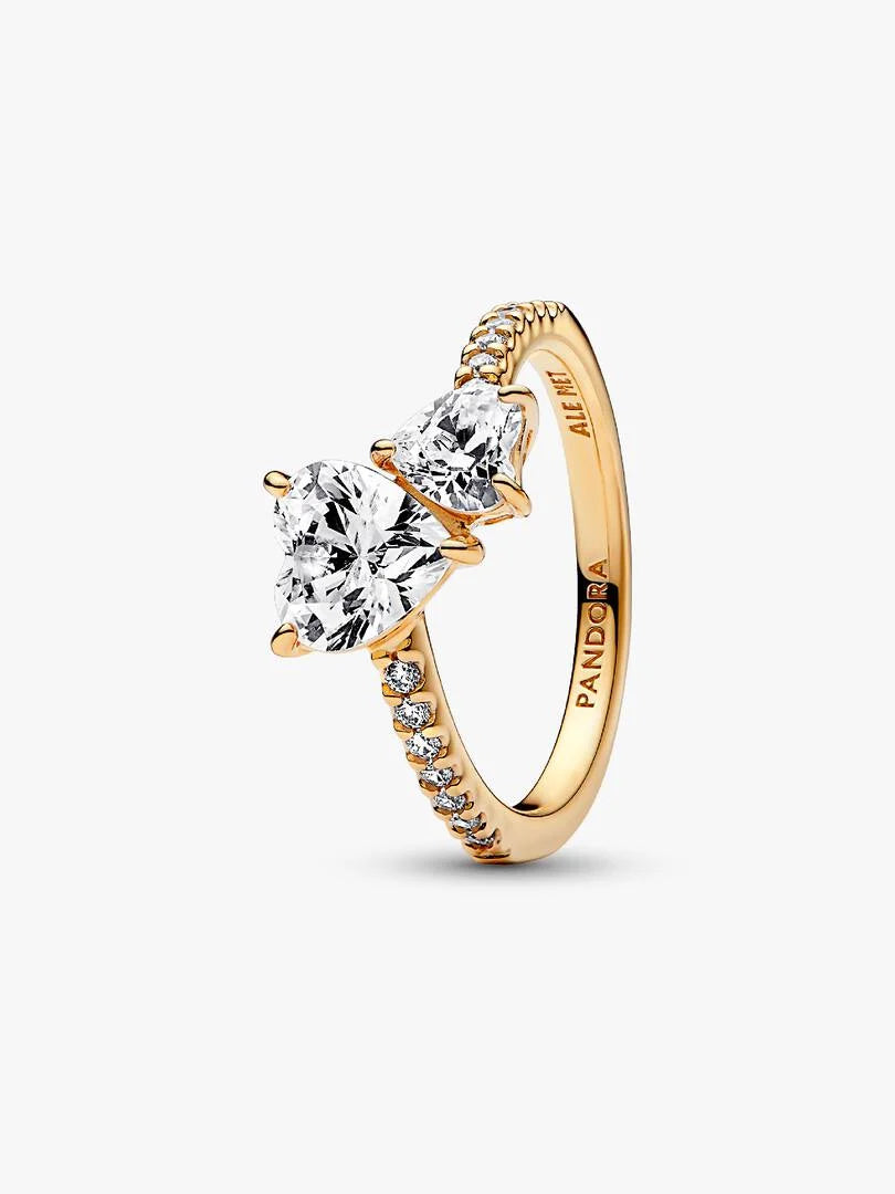Anillo corazón doble brillante