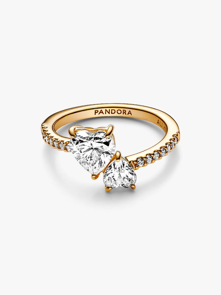 Anillo corazón doble brillante