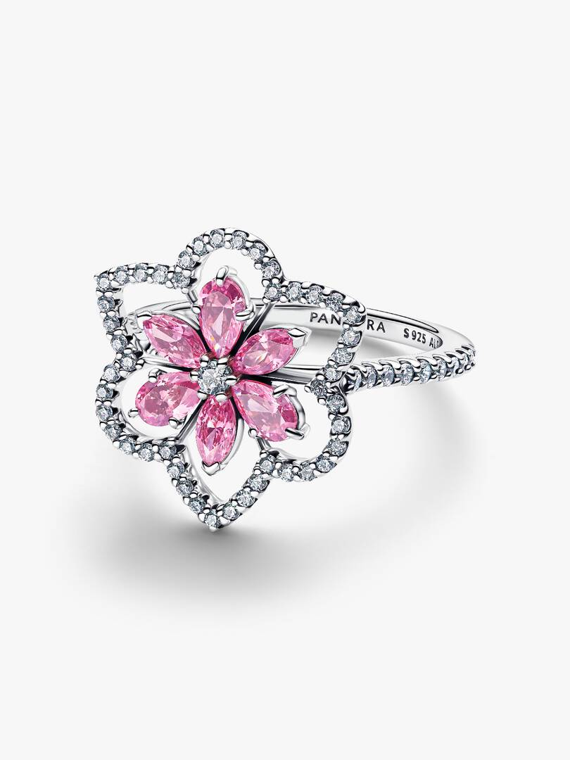 Anillo cóctel de doble flor