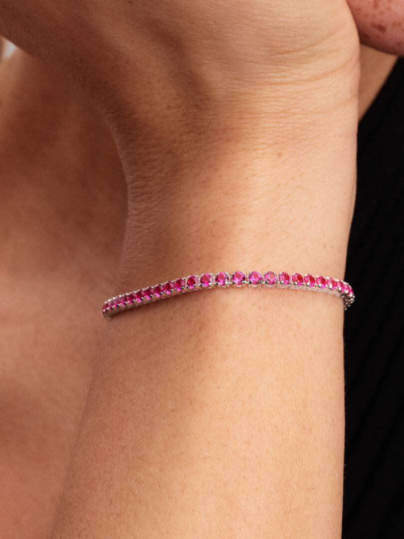 Pulsera de Tenis Rosa Brillante