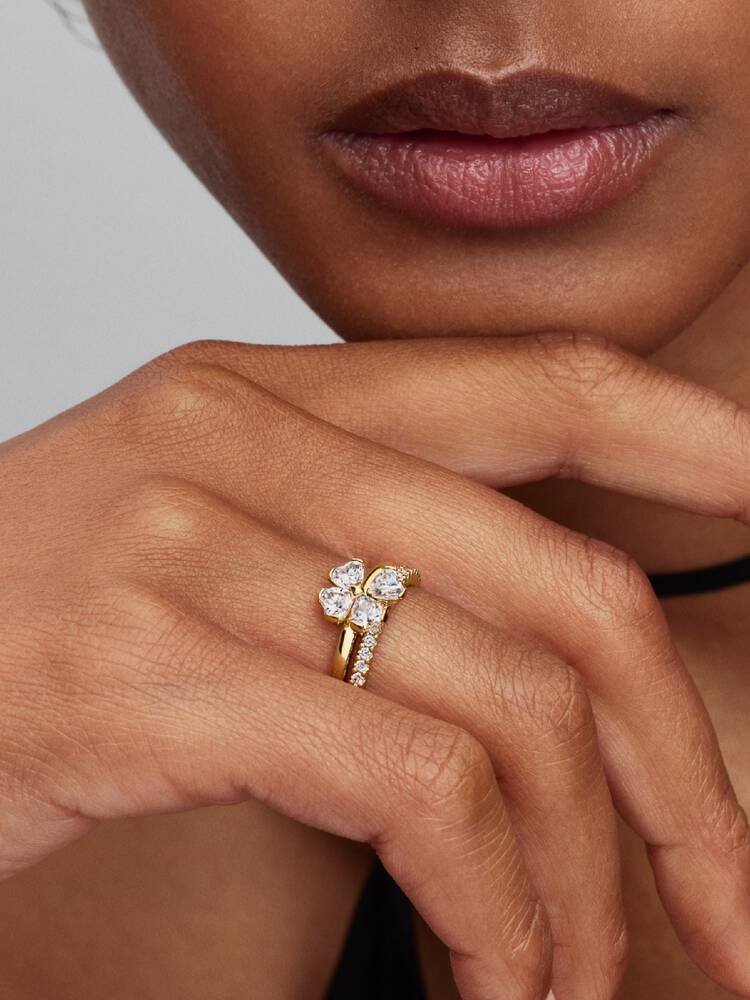 Anillo divisible Trébol de la Suerte brillante