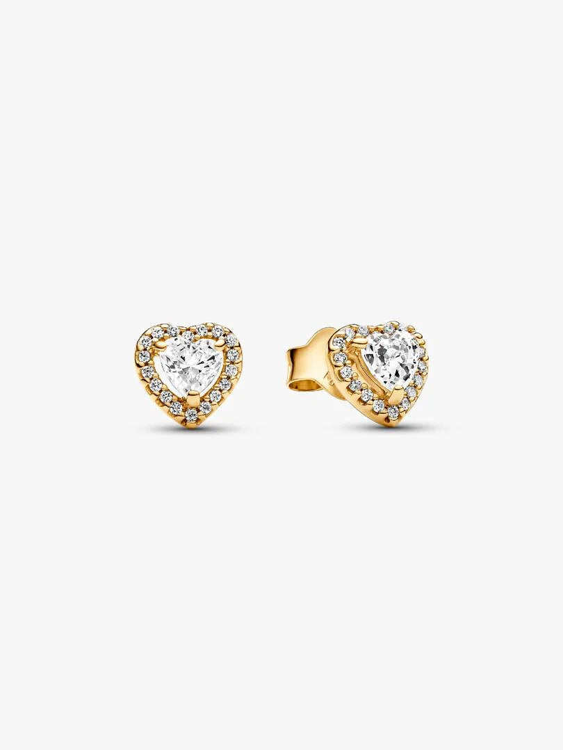 Pendientes de botón de corazón brillante en relieve