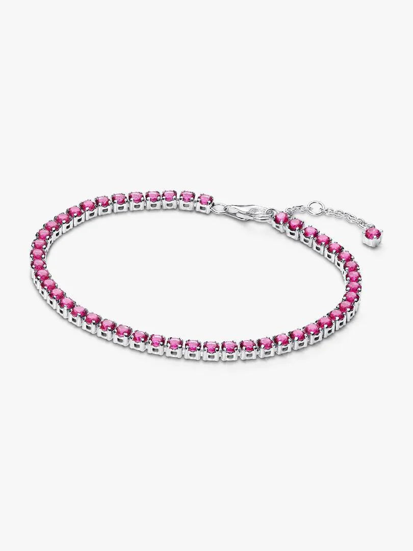 Pulsera de Tenis Rosa Brillante