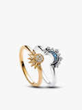 anillos sol y luna con destellos