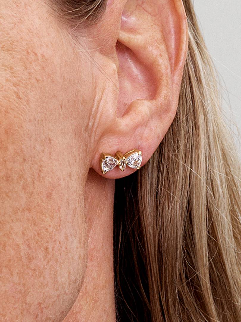 Pendientes de botón Lazo Brillante